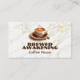 Tarjeta De Fidelización Copa de Café elaborada Mármol blanco dorado