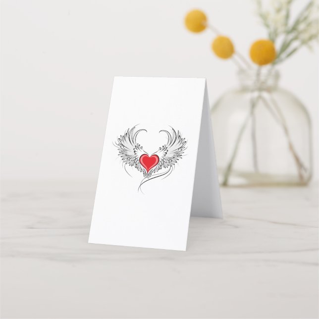 Tarjeta De Fidelización Corazón de Ángel Rojo con alas (Reverso)