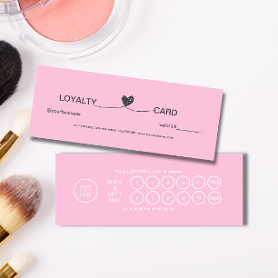 Tarjeta De Fidelización Corazón Sencillo Elegante Belleza Rosa