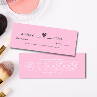 Tarjeta De Fidelización Corazón Sencillo Elegante Belleza Rosa