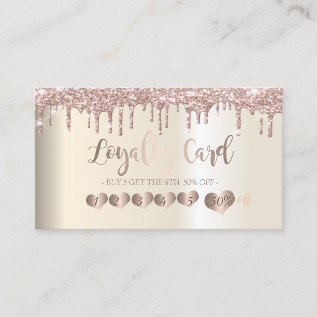 Tarjeta De Fidelización Corazones de oro Rosa modernos y elegantes (Anverso)