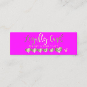 Tarjeta De Fidelización Corazones Elegantes Modernos Fluorescentes Rosa
