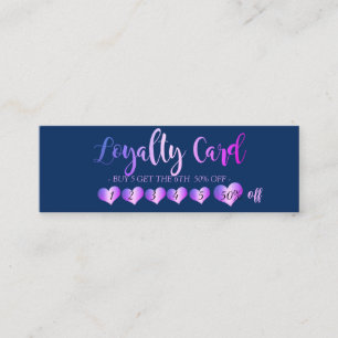 Tarjeta De Fidelización Corazones frescos profesionales modernos azul mari