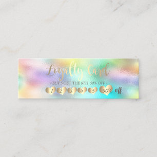 Tarjeta De Fidelización Corazones holográficos elegantes profesionales gen