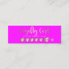 Tarjeta De Fidelización Corazones modernos y elegantes fluorescentes rosad