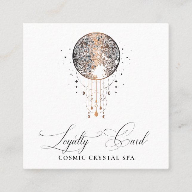 Tarjeta De Fidelización *~* Cosmic Celestial Boho QR recompensa las estrel (Reverso)