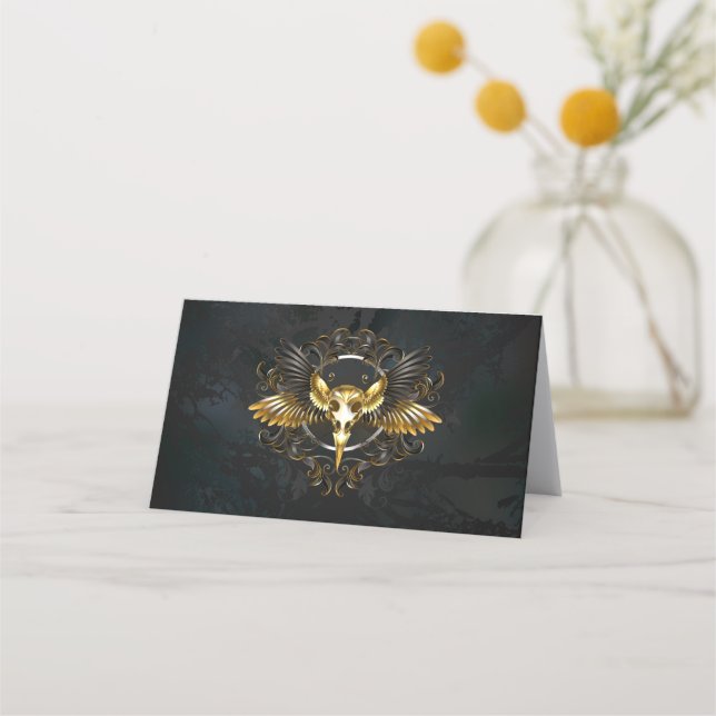 Tarjeta De Fidelización Cráneo de pájaro dorado sobre fondo negro (Anverso)