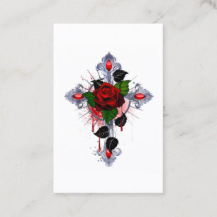 Tarjeta De Fidelización Cruz de Plata con una Rosa Roja