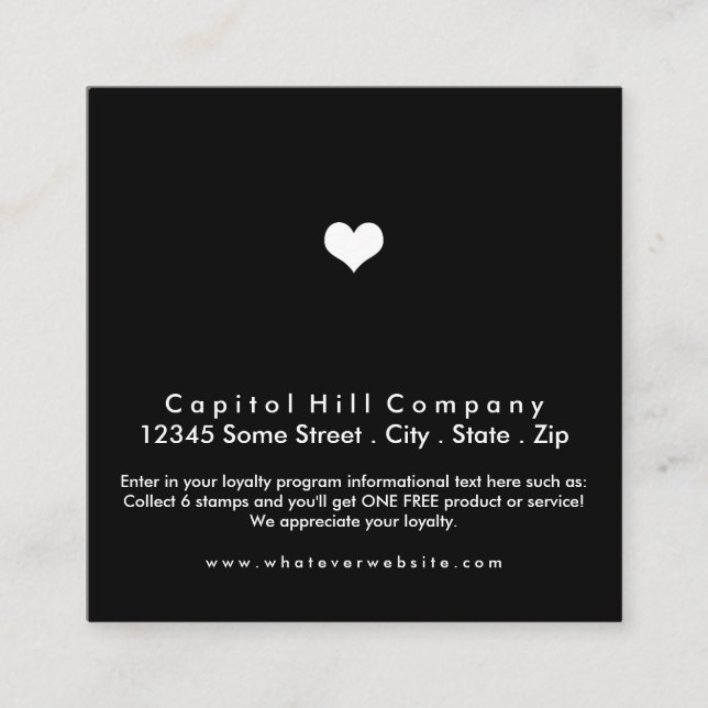 Tarjeta De Fidelización cuadrado de corazón de lealtad (Anverso)