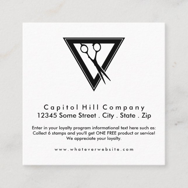 Tarjeta De Fidelización cuadrado de tijeras de pelo de fidelidad (Anverso)