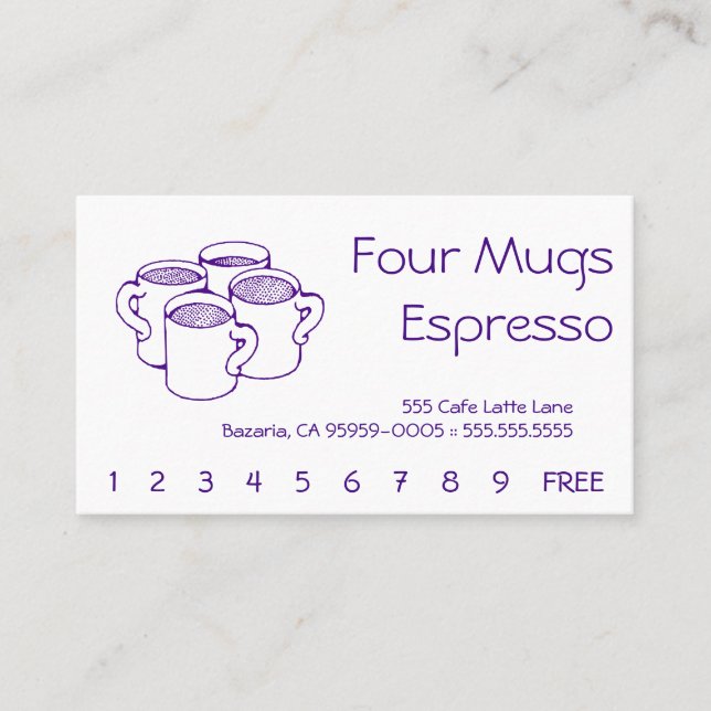 Tarjeta De Fidelización Cuatro Mugs (Anverso)
