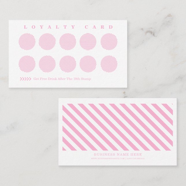 Tarjeta De Fidelización Cuidada estética de algodón Candy rayas rosas reco (Anverso / Reverso)