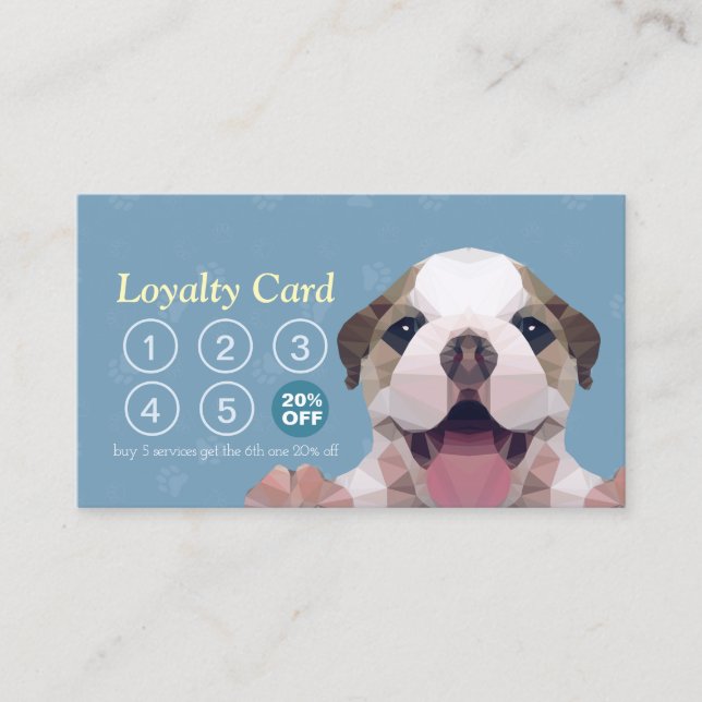 Tarjeta De Fidelización Cuidado de mascotas con baño y creciente puntería  (Anverso)