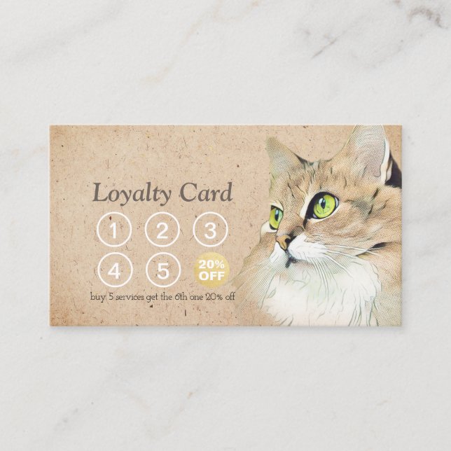 Tarjeta De Fidelización Cuidado de mascotas con baño y creciente puntería  (Anverso)