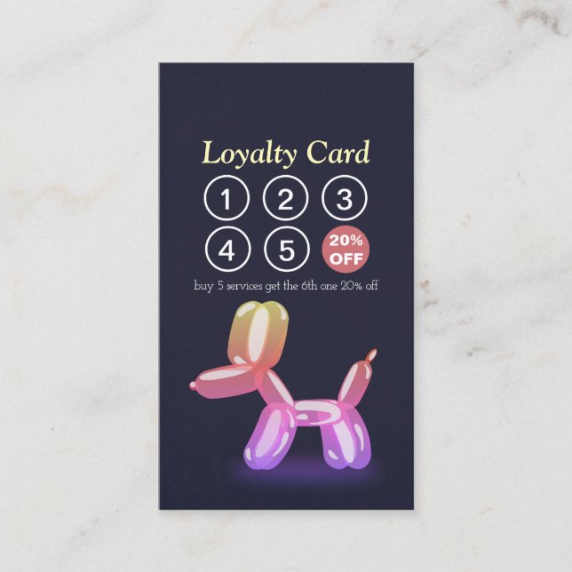 Tarjeta De Fidelización Cuidado de mascotas con baño y creciente puntería  (Anverso)