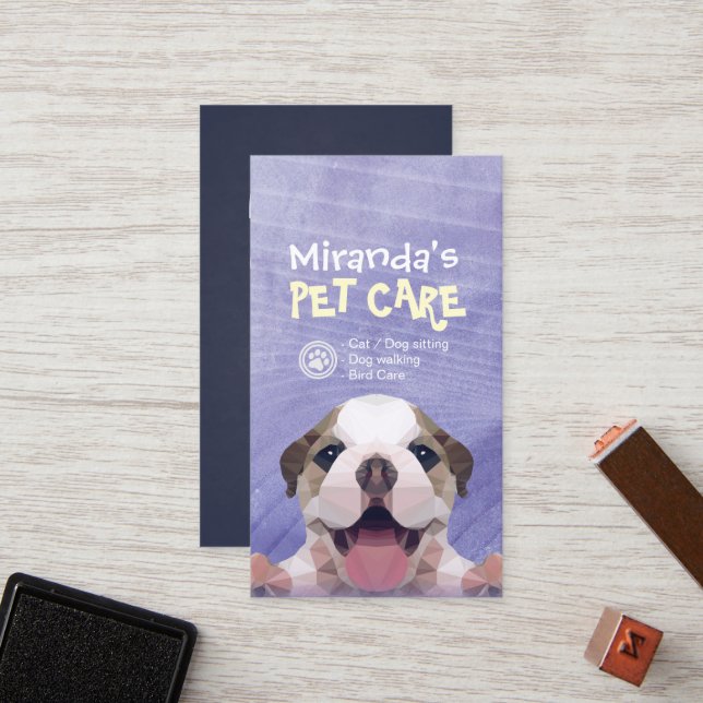 Tarjeta De Fidelización Cuidado de mascotas con baño y creciente puntería  (Anverso/Reverso In Situ)