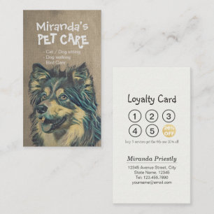 Tarjeta De Fidelización Cuidado de mascotas con baño y creciente puntería 