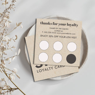 Tarjeta De Fidelización Cuidado personal elegante con kraft falso en negri