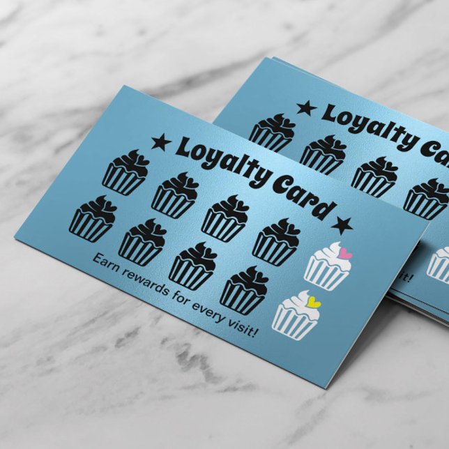 Tarjeta De Fidelización Cupcakes Cupcakes Pastry Bakery Azul moderno (Subido por el creador)