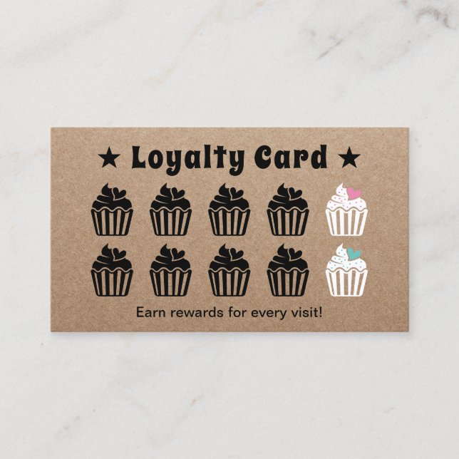 Tarjeta De Fidelización Cupcakes Pastry Bakery Kraft Loyalty Rewards (Anverso)