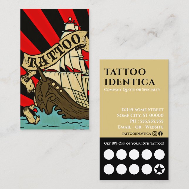 Tarjeta De Fidelización cupón de tatuaje de personalizable (Anverso / Reverso)