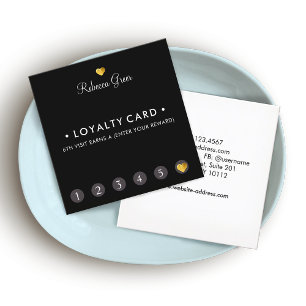 Tarjeta De Fidelización Cute Gold Heart 6 Punch Customer Loyalty Square