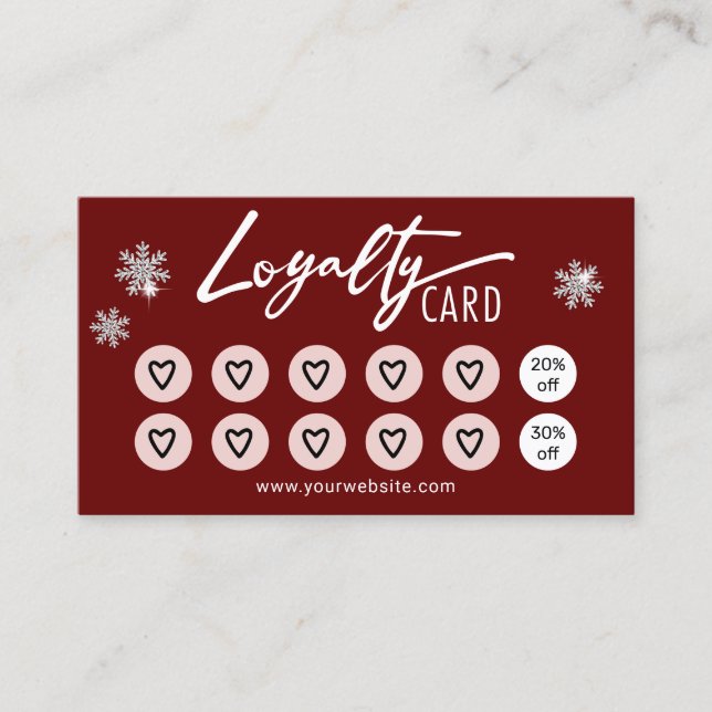 Tarjeta De Fidelización Cute Hearts Salón De Belleza Spa Festividades Leal (Anverso)