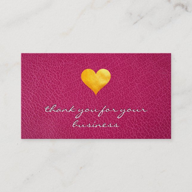 Tarjeta De Fidelización Cutesía Gold Heart Gracias | Cuero rosa (Anverso)
