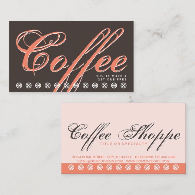 tarjeta de fidelización de cliente de script COFFE (Anverso / Reverso)