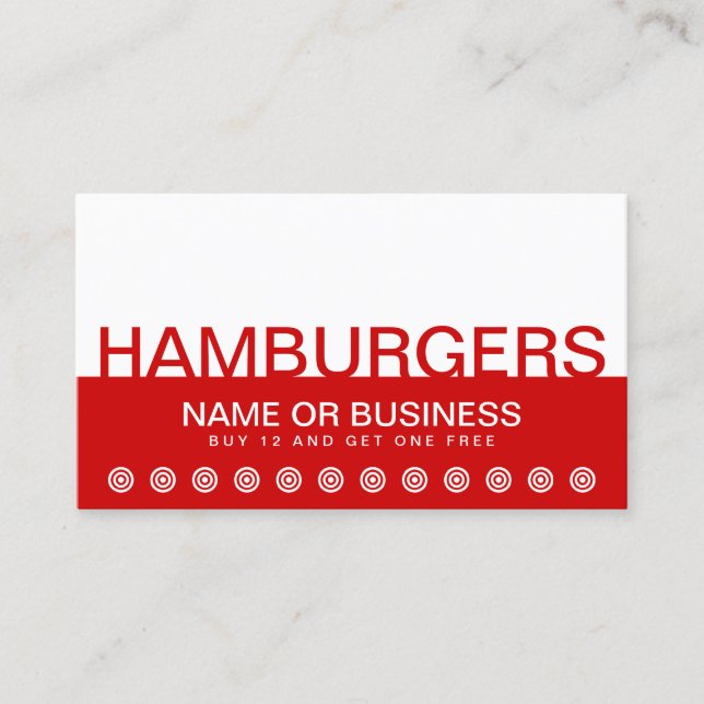 tarjeta de fidelización de clientes bold HAMBURGER (Anverso)