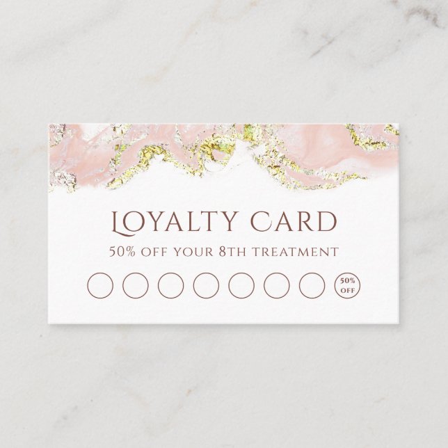 tarjeta de fidelización de diseño de mármol rosa (Anverso)