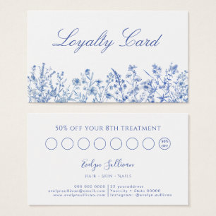 Tarjeta de fidelización de flores silvestres azule