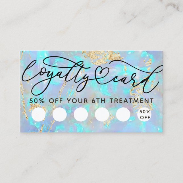 tarjeta de fidelización de fondo opal azul (Anverso)