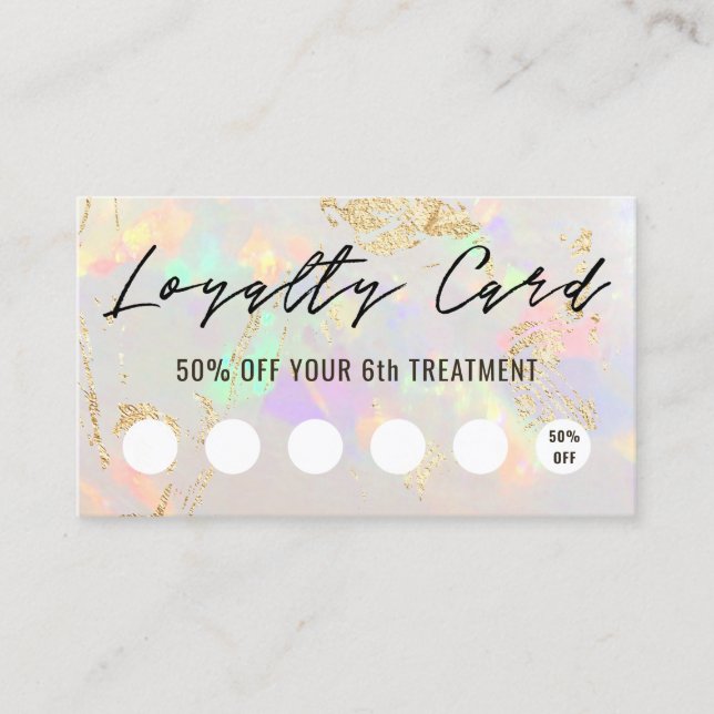 tarjeta de fidelización de textura opal blanca (Anverso)