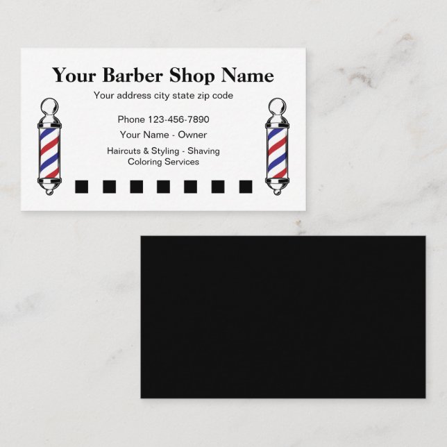 Tarjeta De Fidelización Diseño de Barber Shop Simple Customer Rewards (Anverso / Reverso)