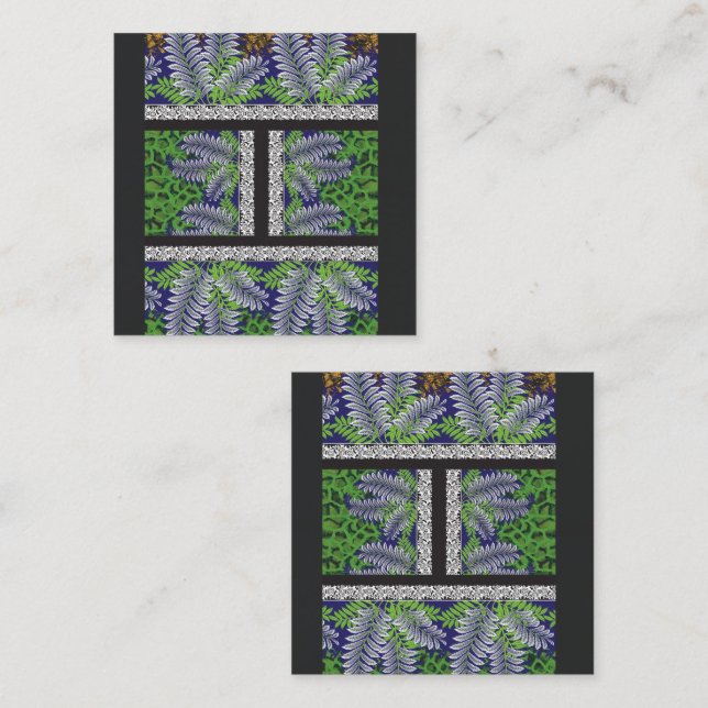 Tarjeta De Fidelización diseño de un patrón verde y amarillo (Anverso / Reverso)