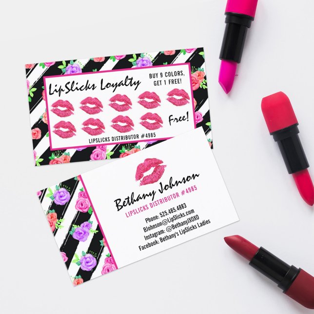 Tarjeta De Fidelización Distribuidor de lápiz labial Glam Rosa besa sello  (Subido por el creador)