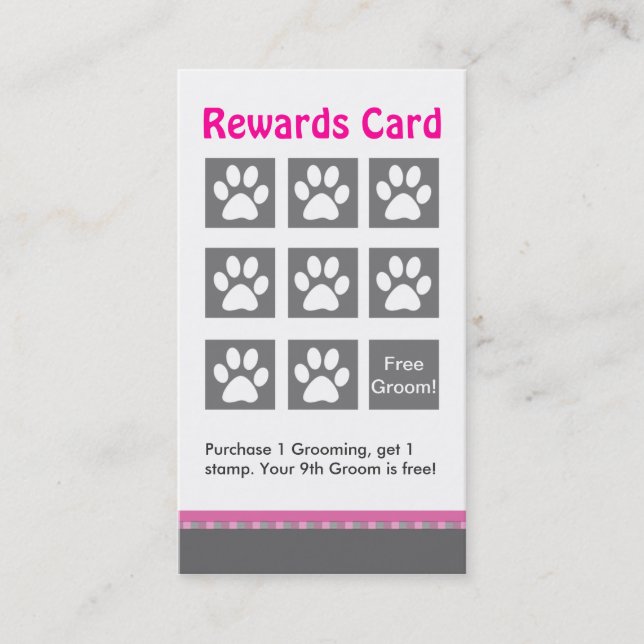 Tarjeta De Fidelización Dog Grooming Rewards Card - Personalizable (Anverso)