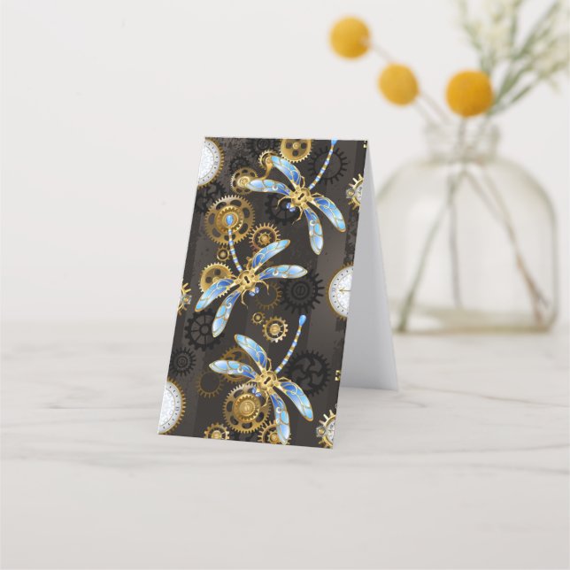 Tarjeta De Fidelización Dragoniscos de Steampunk sobre fondo rayado marrón (Reverso)