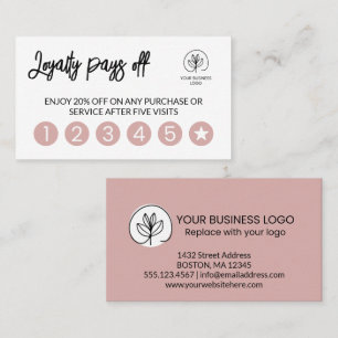 Tarjeta De Fidelización Dusty Pink Tu Logo Empresarial 6 Punch