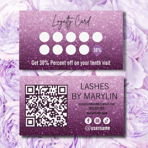 Tarjeta De Fidelización Dusty Rosa y Plum Ombre Purpurina Lash Technist
