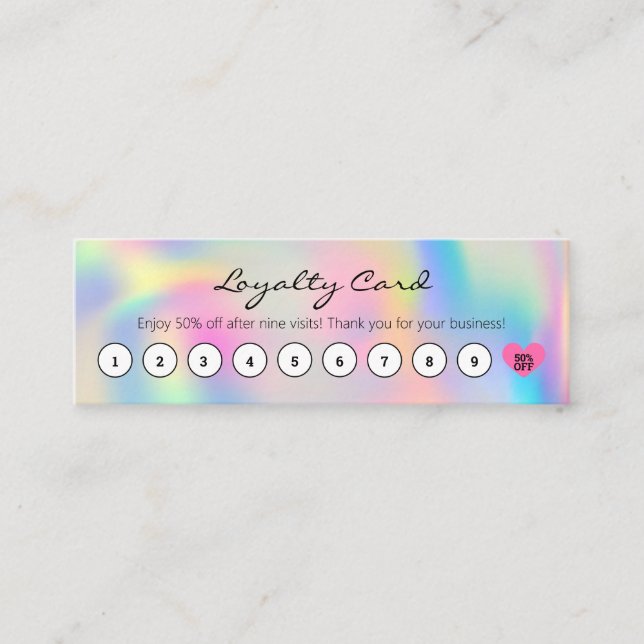 Tarjeta De Fidelización El cliente simple descuenta el arcoiris pastel con (Anverso)