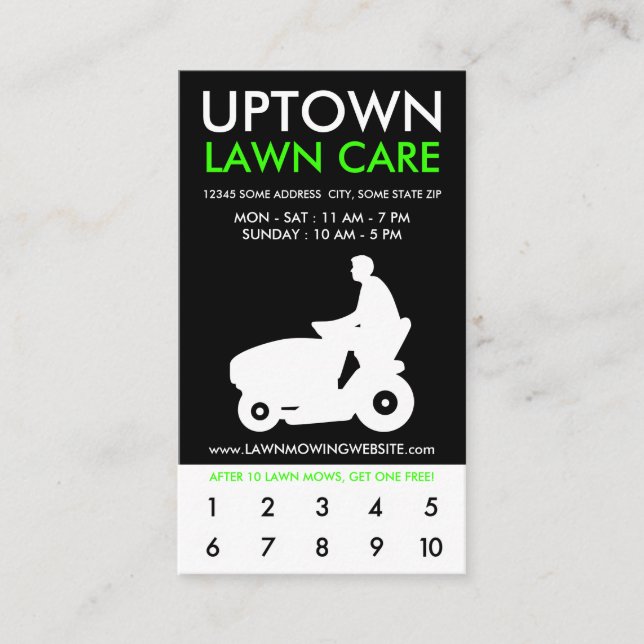 Tarjeta De Fidelización el cuidado de la parte alta del césped recompensa (Anverso)