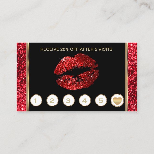 Tarjeta De Fidelización El Purpurina rojo brillante levanta lealtad (Anverso)