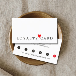 Tarjeta De Fidelización Elegancia Moderna Corazón Rojo Belleza Lealtad
