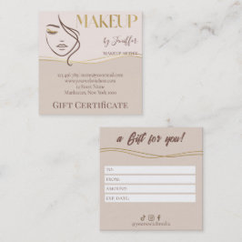 Tarjeta De Fidelización Elegant Beige & Gold Makeup Gift Certificate Card