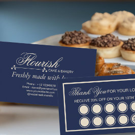 Tarjeta De Fidelización Elegant Classic Navy Blue Bakery Cake