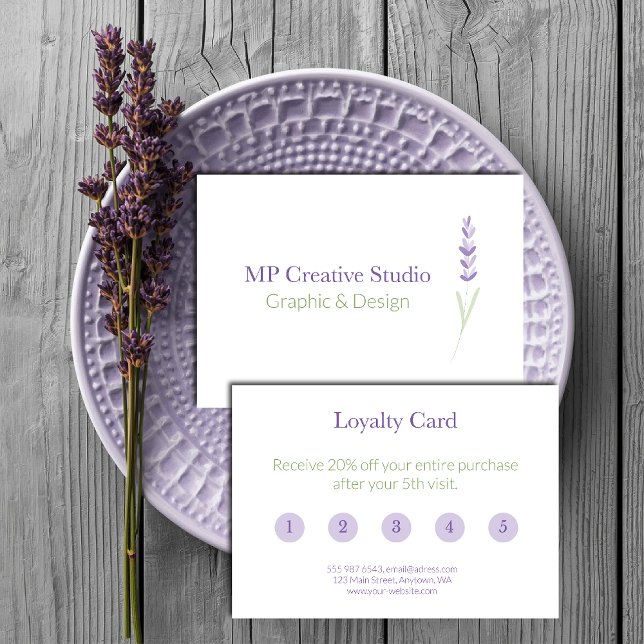 Tarjeta De Fidelización Elegant Lavender Sprig Botanical Design (Subido por el creador)