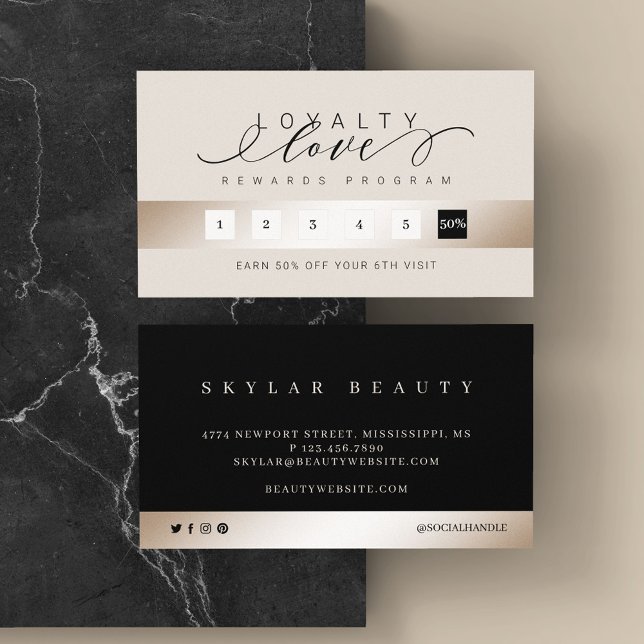 Tarjeta De Fidelización Elegant Luxurious Champagne Loyalty Love Rewards (Subido por el creador)