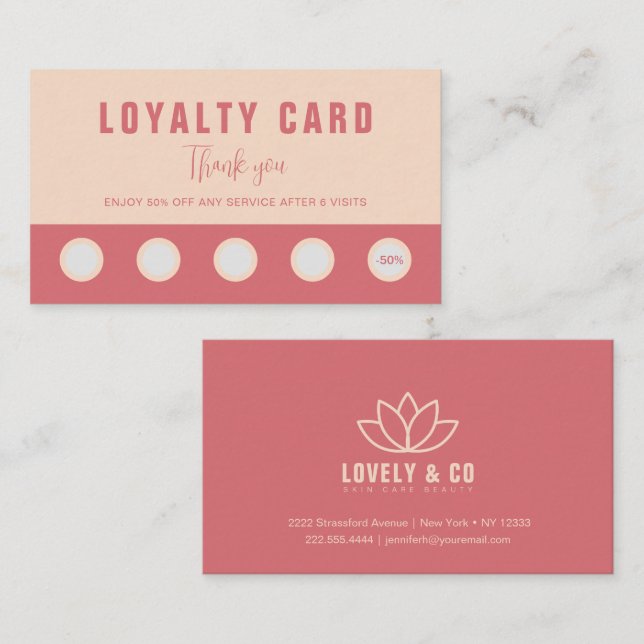 Tarjeta De Fidelización Elegant Rose & Ivory Beauty Loyalty & Rewards Card (Anverso / Reverso)